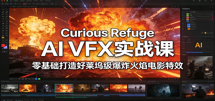 Curious Refuge AI VFX实战课，零基础打造好莱坞级爆炸火焰电影特效-全网第一网赚项目资源库-中赚网 & 中创网 & 冒泡网 & 福缘网 - 小本轻创业与优质加盟项目首选平台