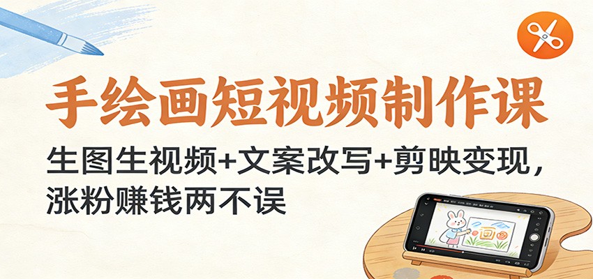 手绘画短视频制作课：生图生视频+文案改写+剪映变现，涨粉赚钱两不误-全网第一网赚项目资源库-中赚网 & 中创网 & 冒泡网 & 福缘网 - 小本轻创业与优质加盟项目首选平台