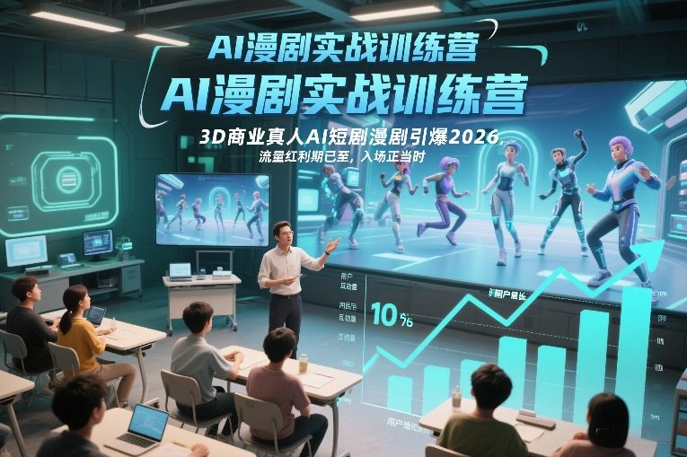 AI漫剧实战训练营，3D商业真人AI短剧漫剧引爆2026，流量红利期已至，入场正当时-全网第一网赚项目资源库-中赚网 & 中创网 & 冒泡网 & 福缘网 - 小本轻创业与优质加盟项目首选平台