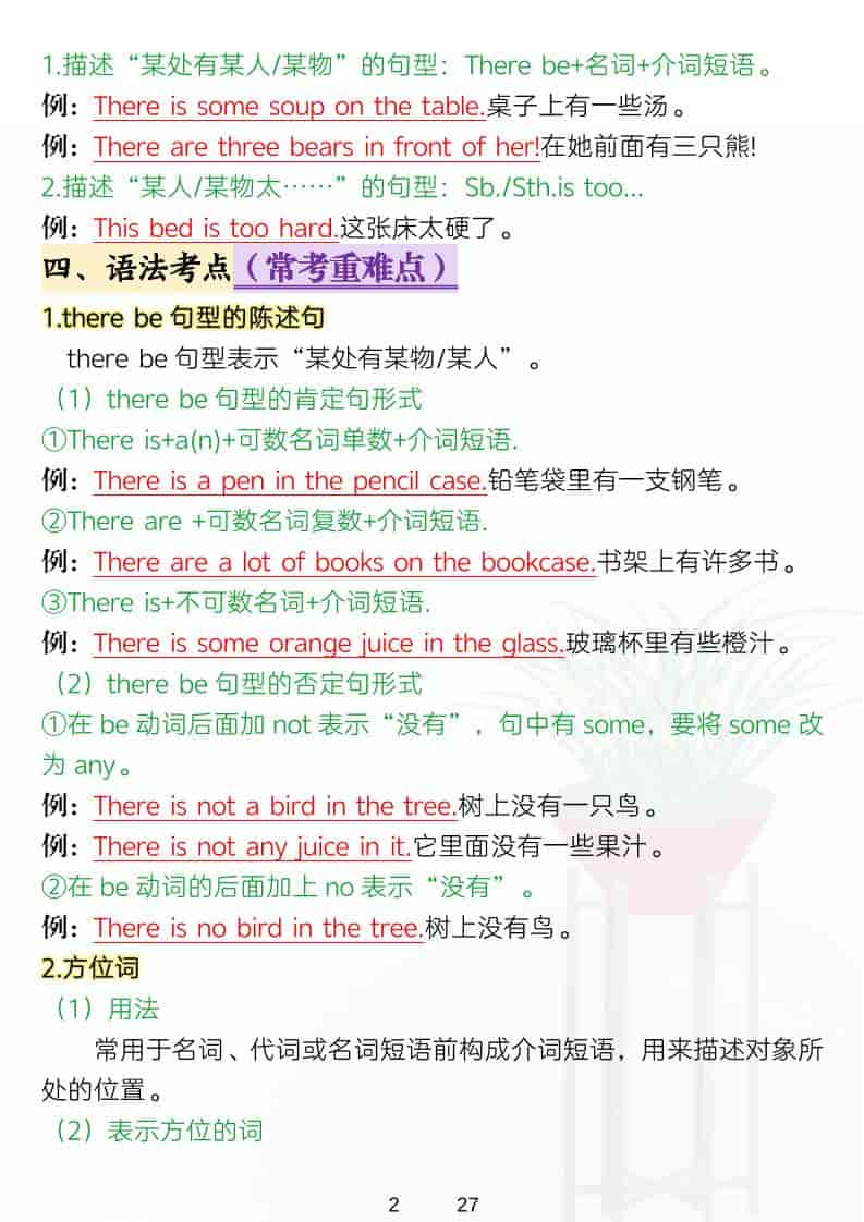 五年级上英语考点背记《译林版》