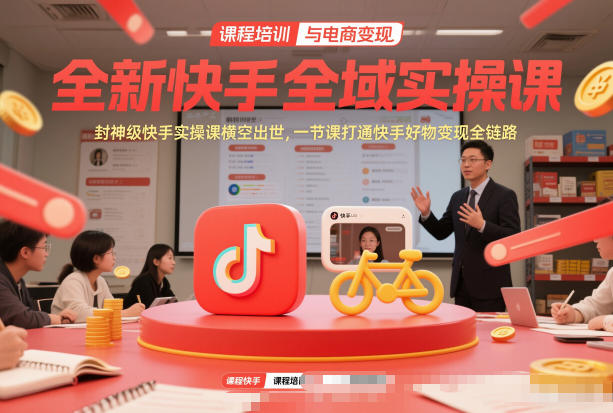 全新快手全域实操课，封神级快手实操课横空出世，一节课打通快手好物变现全链路-全网第一网赚项目资源库-中赚网 & 中创网 & 冒泡网 & 福缘网 - 小本轻创业与优质加盟项目首选平台