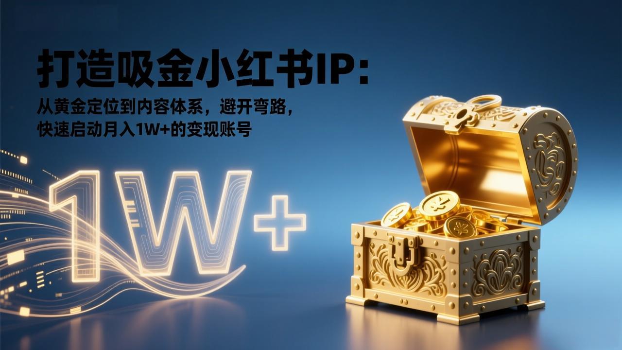 打造吸金小红书IP:从黄金定位到内容体系,避开弯路,快速启动月入1W+的变现账号