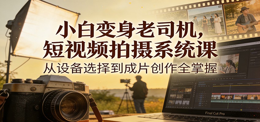 小白变身老司机，短视频拍摄系统课，从设备选择到成片创作全掌握-全网第一网赚项目资源库-中赚网 & 中创网 & 冒泡网 & 福缘网 - 小本轻创业与优质加盟项目首选平台
