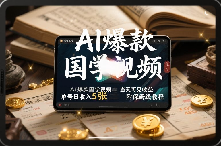 AI爆款国学视频，独家起号方法，小白直接上手，当天可见收益，单号日收入5张+附保姆级教程-全网第一网赚项目资源库-中赚网 & 中创网 & 冒泡网 & 福缘网 - 小本轻创业与优质加盟项目首选平台