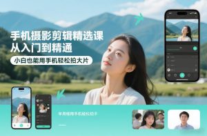 手机摄影剪辑精选课，从入门到精通，小白也能用手机轻松拍大片-全网第一网赚项目资源库-中赚网 & 中创网 & 冒泡网 & 福缘网 - 小本轻创业与优质加盟项目首选平台