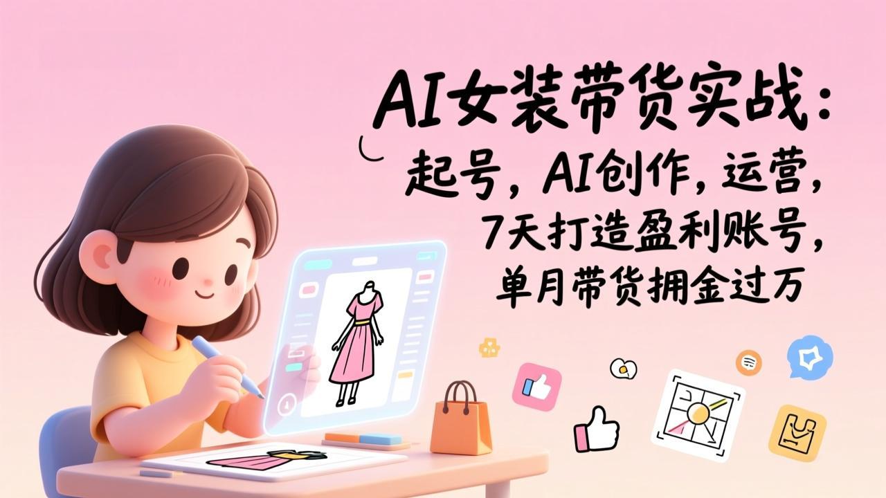 AI女装带货实战：起号，AI创作，运营，7天打造盈利账号，单月带货佣金过万-全网第一网赚项目资源库-中赚网 & 中创网 & 冒泡网 & 福缘网 - 小本轻创业与优质加盟项目首选平台