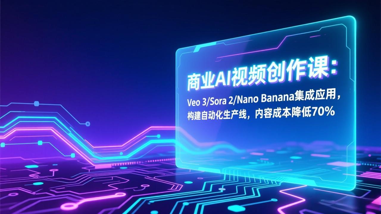 商业AI视频创作课:Veo 3/Sora 2/Nano Banana集成应用,构建自动化生产线,内容成本降低70%