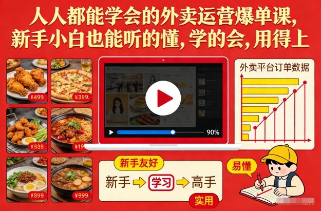 人人都能学会的外卖运营爆单课，新手小白也能听的懂，学的会，用得上-全网第一网赚项目资源库-中赚网 & 中创网 & 冒泡网 & 福缘网 - 小本轻创业与优质加盟项目首选平台