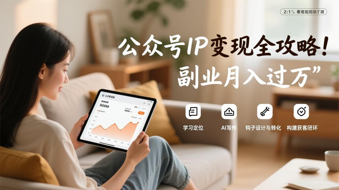 公众号IP变现全攻略，学习定位、AI写作、钩子设计与转化，构建获客闭环，副业月入过万-全网第一网赚项目资源库-中赚网 & 中创网 & 冒泡网 & 福缘网 - 小本轻创业与优质加盟项目首选平台