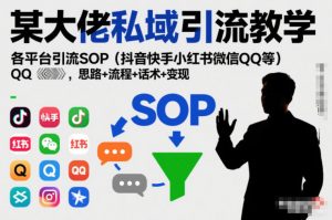 某大佬私域引流教学，各平台引流SOP(抖音快手小红书微信QQ等)，思路+流程+话术+变现-全网第一网赚项目资源库-中赚网 & 中创网 & 冒泡网 & 福缘网 - 小本轻创业与优质加盟项目首选平台