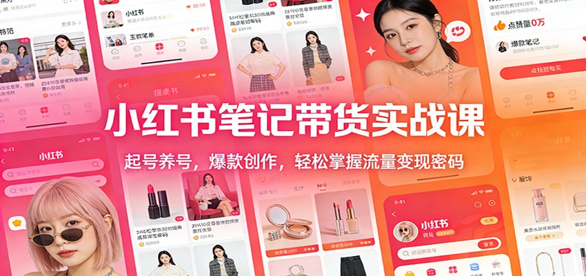 小红书笔记带货实战课：起号养号，爆款创作，轻松掌握流量变现密码-全网第一网赚项目资源库-中赚网 & 中创网 & 冒泡网 & 福缘网 - 小本轻创业与优质加盟项目首选平台