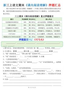 新三上语文期末课内阅读理解押题汇总（含答案24页）-全网第一网赚项目资源库-中赚网 & 中创网 & 冒泡网 & 福缘网 - 小本轻创业与优质加盟项目首选平台