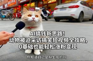 AI搞钱新思路!动物被迫采访搞笑短视频全攻略,0基础也能轻松涨粉变现-全网第一网赚项目资源库-中赚网 & 中创网 & 冒泡网 & 福缘网 - 小本轻创业与优质加盟项目首选平台