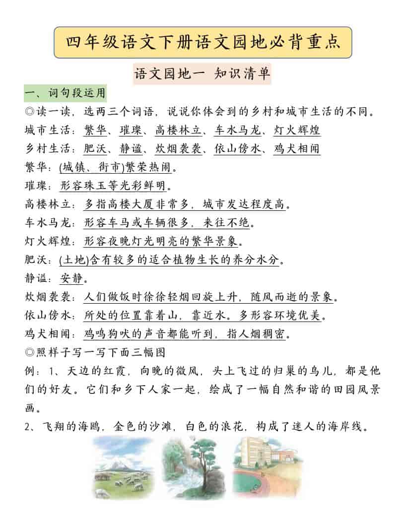 四年级下语文园地必背重点考点总结-全网第一网赚项目资源库-中赚网 & 中创网 & 冒泡网 & 福缘网 - 小本轻创业与优质加盟项目首选平台