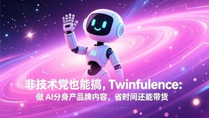 非技术党也能搞!Twinfluence:做 AI 分身产品牌内容,省时间还能带货-全网第一网赚项目资源库-中赚网 & 中创网 & 冒泡网 & 福缘网 - 小本轻创业与优质加盟项目首选平台