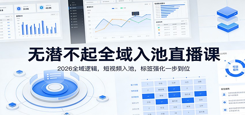 无潜不起全域入池直播课：2026全域逻辑，短视频入池，标签强化一步到位-全网第一网赚项目资源库-中赚网 & 中创网 & 冒泡网 & 福缘网 - 小本轻创业与优质加盟项目首选平台