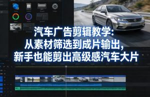 汽车广告剪辑教学:从素材筛选到成片输出,新手也能剪出高级感汽车大片-全网第一网赚项目资源库-中赚网 & 中创网 & 冒泡网 & 福缘网 - 小本轻创业与优质加盟项目首选平台