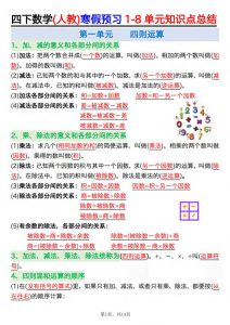 26春四下人教数学寒假预习1-8单元知识点总结14页-全网第一网赚项目资源库-中赚网 & 中创网 & 冒泡网 & 福缘网 - 小本轻创业与优质加盟项目首选平台