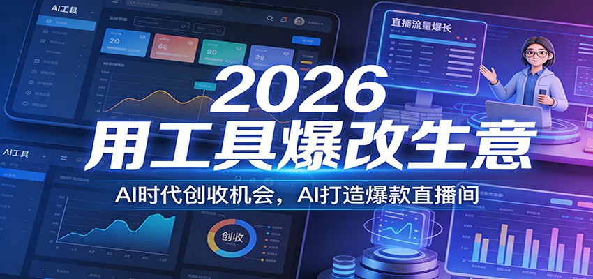 2026用工具爆改生意，AI时代创收机会，AI打造爆款直播间-全网第一网赚项目资源库-中赚网 & 中创网 & 冒泡网 & 福缘网 - 小本轻创业与优质加盟项目首选平台