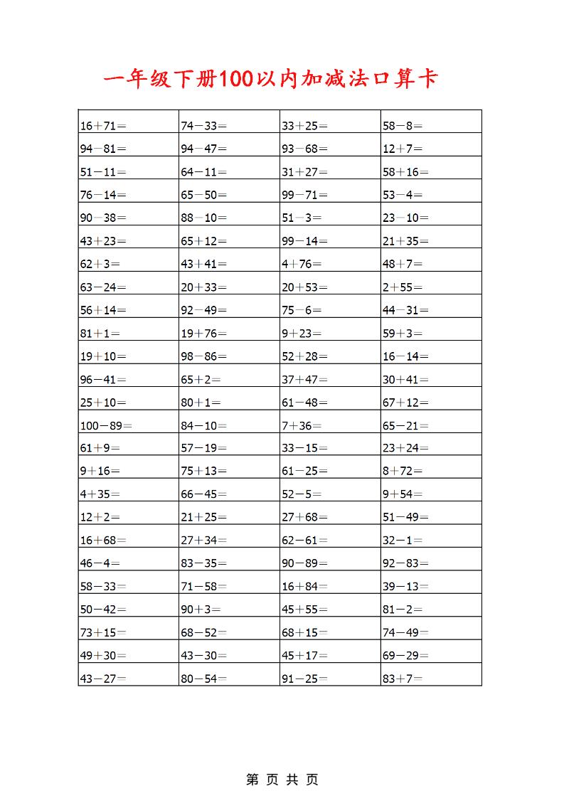 一年级下数学100以内加减法口算卡800道-全网第一网赚项目资源库-中赚网 & 中创网 & 冒泡网 & 福缘网 - 小本轻创业与优质加盟项目首选平台