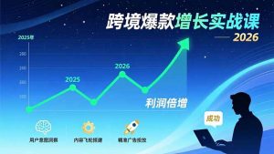 跨境爆款增长实战课,教授用户意图洞察、内容飞轮搭建、精准广告投放,助力卖家2026年利润倍增-全网第一网赚项目资源库-中赚网 & 中创网 & 冒泡网 & 福缘网 - 小本轻创业与优质加盟项目首选平台