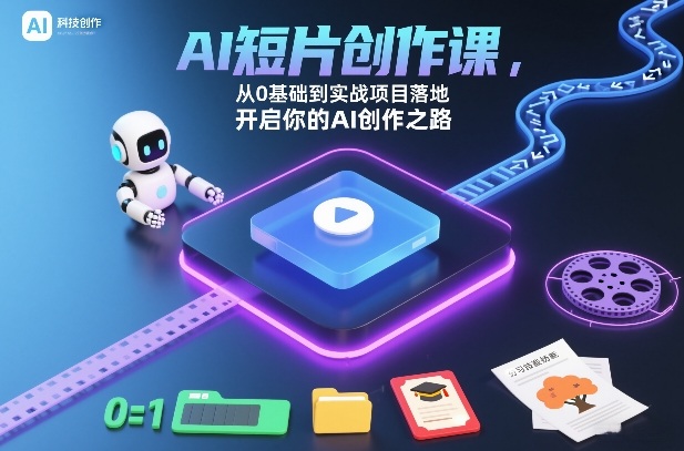 AI短片创作课，从0基础到实战项目落地，开启你的AI创作之路(更新)-全网第一网赚项目资源库-中赚网 & 中创网 & 冒泡网 & 福缘网 - 小本轻创业与优质加盟项目首选平台