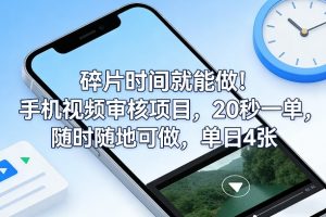 碎片时间就能做！手机视频审核项目，20秒一单，随时随地可做，单日4张+【揭秘】-全网第一网赚项目资源库-中赚网 & 中创网 & 冒泡网 & 福缘网 - 小本轻创业与优质加盟项目首选平台