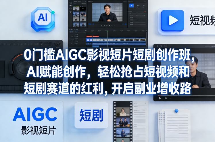 0门槛AIGC影视短片短剧创作班，AI赋能创作，轻松抢占短视频和短剧赛道的红利，开启副业增收路-全网第一网赚项目资源库-中赚网 & 中创网 & 冒泡网 & 福缘网 - 小本轻创业与优质加盟项目首选平台