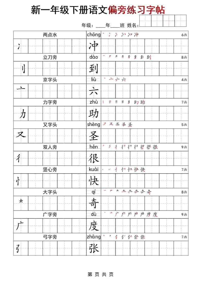 一年级下语文偏旁练习字帖-全网第一网赚项目资源库-中赚网 & 中创网 & 冒泡网 & 福缘网 - 小本轻创业与优质加盟项目首选平台