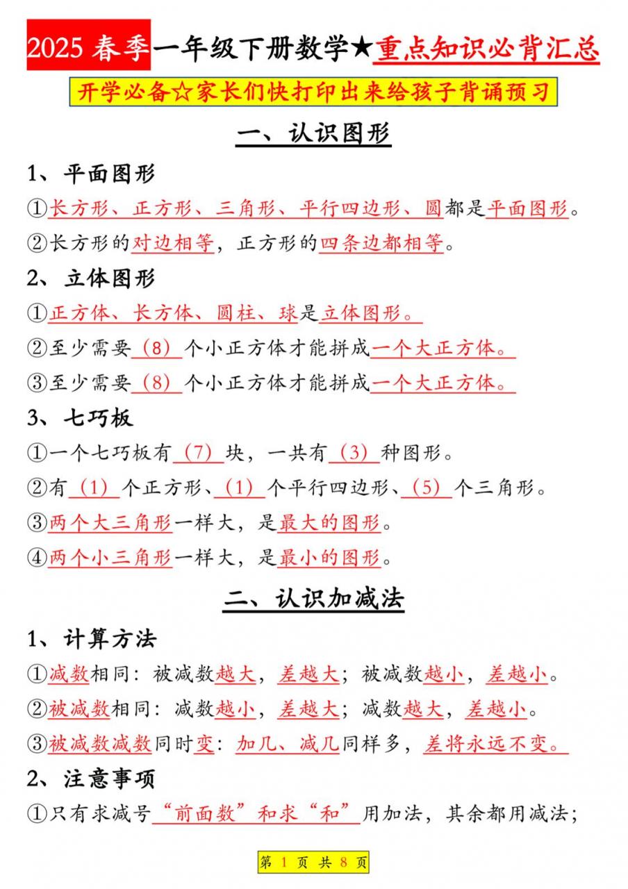 一年级下数学全册知识点汇总《人教版》-全网第一网赚项目资源库-中赚网 & 中创网 & 冒泡网 & 福缘网 - 小本轻创业与优质加盟项目首选平台