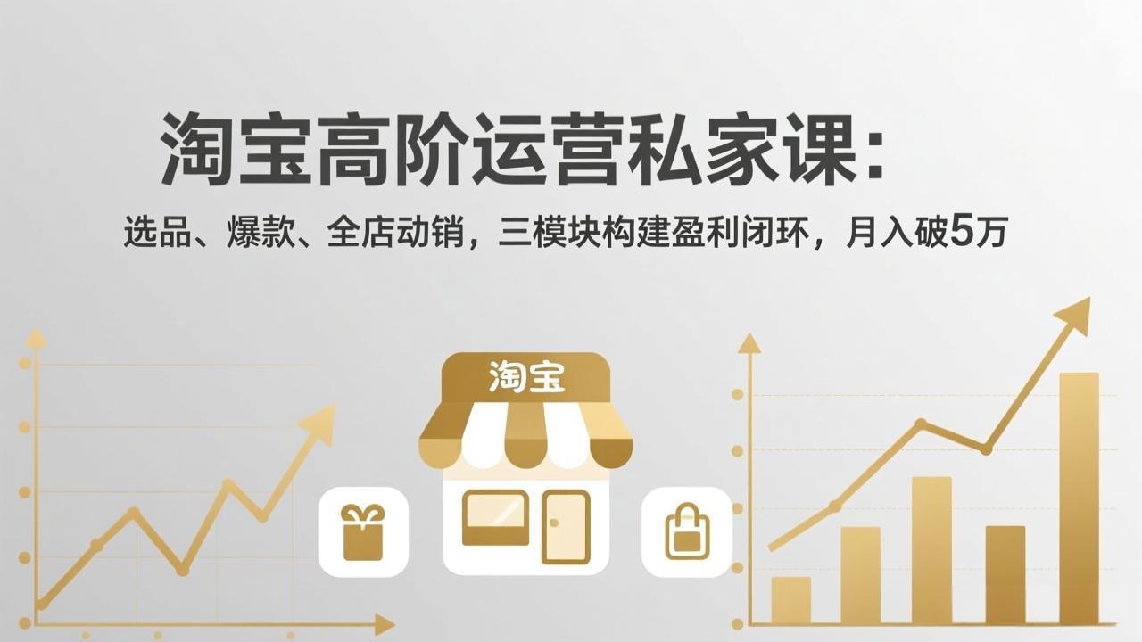 淘宝高阶运营私家课：选品、爆款、全店动销，三模块构建盈利闭环，月入破5万(更新26年2月-全网第一网赚项目资源库-中赚网 & 中创网 & 冒泡网 & 福缘网 - 小本轻创业与优质加盟项目首选平台