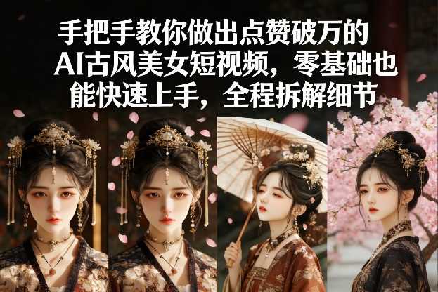 手把手教你做出点赞破万的AI古风美女短视频，零基础也能快速上手，全程拆解细节-全网第一网赚项目资源库-中赚网 & 中创网 & 冒泡网 & 福缘网 - 小本轻创业与优质加盟项目首选平台