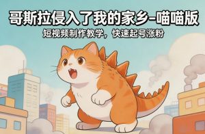 哥斯拉侵入了我的家乡–喵喵版短视频制作教学,快速起号涨粉-全网第一网赚项目资源库-中赚网 & 中创网 & 冒泡网 & 福缘网 - 小本轻创业与优质加盟项目首选平台