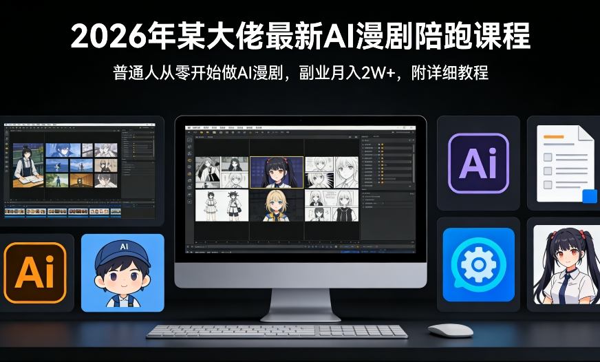 26年某大佬最新Ai漫剧陪跑课程，普通人从零开始做AI漫剧，副业月入2W+-全网第一网赚项目资源库-中赚网 & 中创网 & 冒泡网 & 福缘网 - 小本轻创业与优质加盟项目首选平台