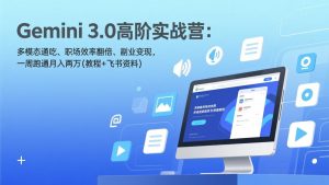 Gemini 3.0高阶实战营：多模态通吃、职场效率翻倍、副业变现，一周跑通月入两万(教程+飞书资料-全网第一网赚项目资源库-中赚网 & 中创网 & 冒泡网 & 福缘网 - 小本轻创业与优质加盟项目首选平台