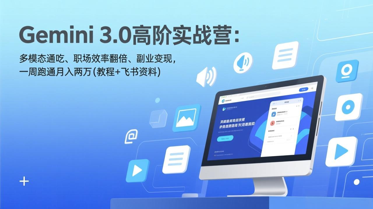 Gemini 3.0高阶实战营：多模态通吃、职场效率翻倍、副业变现，一周跑通月入两万(教程+飞书资料-全网第一网赚项目资源库-中赚网 & 中创网 & 冒泡网 & 福缘网 - 小本轻创业与优质加盟项目首选平台