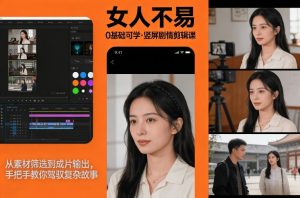 0基础可学！《女人不易》竖屏剧情剪辑课，从素材筛选到成片输出，手把手教你驾驭复杂故事-全网第一网赚项目资源库-中赚网 & 中创网 & 冒泡网 & 福缘网 - 小本轻创业与优质加盟项目首选平台