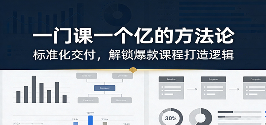 一门课一个亿的方法论：标准化交付，解锁爆款课程打造逻辑-全网第一网赚项目资源库-中赚网 & 中创网 & 冒泡网 & 福缘网 - 小本轻创业与优质加盟项目首选平台