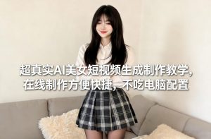 超真实AI美女短视频生成制作教学,在线制作方便快捷,不吃电脑配置,快速起号涨粉-全网第一网赚项目资源库-中赚网 & 中创网 & 冒泡网 & 福缘网 - 小本轻创业与优质加盟项目首选平台
