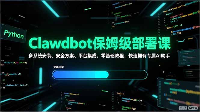 Clawdbot保姆级部署课，多系统安装、安全方案、平台集成，零基础教程，快速拥有专属AI助手-全网第一网赚项目资源库-中赚网 & 中创网 & 冒泡网 & 福缘网 - 小本轻创业与优质加盟项目首选平台