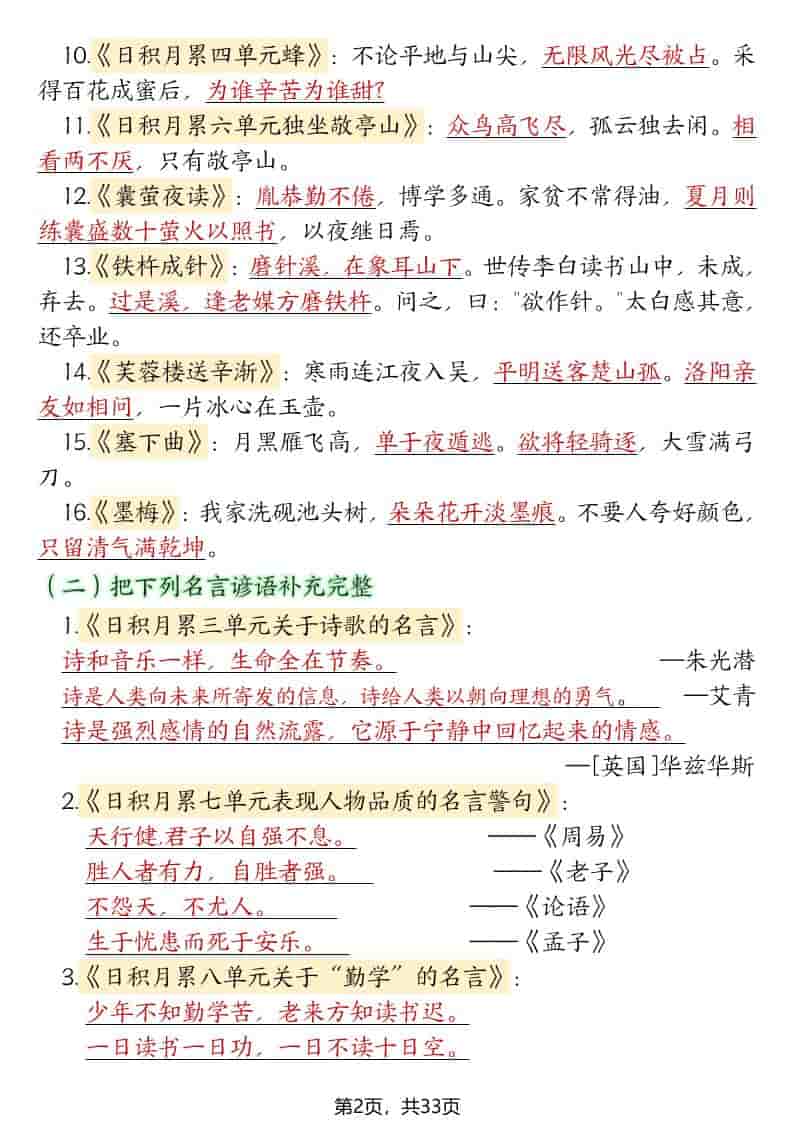 四年级下语文期末复习必考知识点（十大高频考点归纳）
