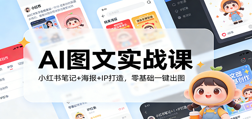 AI图文实战课：小红书笔记+海报+IP打造，零基础一键出图-全网第一网赚项目资源库-中赚网 & 中创网 & 冒泡网 & 福缘网 - 小本轻创业与优质加盟项目首选平台