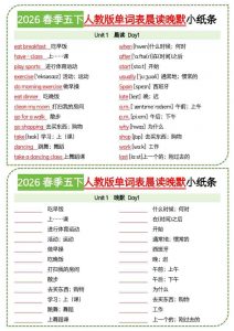 五年级下英语单词表晨读晚默小纸条《人教版PEP》-全网第一网赚项目资源库-中赚网 & 中创网 & 冒泡网 & 福缘网 - 小本轻创业与优质加盟项目首选平台