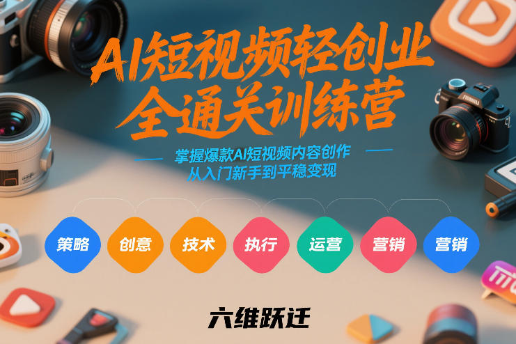 AI短视频轻创业全通关训练营，掌握爆款AI短视频内容创作，从入门新手到平稳变现的六维跃迁-全网第一网赚项目资源库-中赚网 & 中创网 & 冒泡网 & 福缘网 - 小本轻创业与优质加盟项目首选平台
