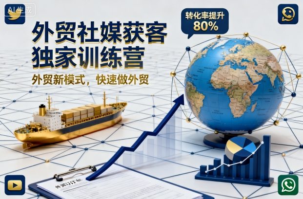 外贸社媒获客独家训练营，外贸新模式，快速做外贸(更新26年2月)-全网第一网赚项目资源库-中赚网 & 中创网 & 冒泡网 & 福缘网 - 小本轻创业与优质加盟项目首选平台