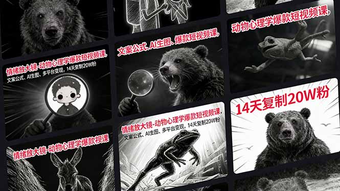 情绪放大镜-动物心理学爆款短视频课，文案公式、AI生图、多平台变现，14天复制20W粉-全网第一网赚项目资源库-中赚网 & 中创网 & 冒泡网 & 福缘网 - 小本轻创业与优质加盟项目首选平台