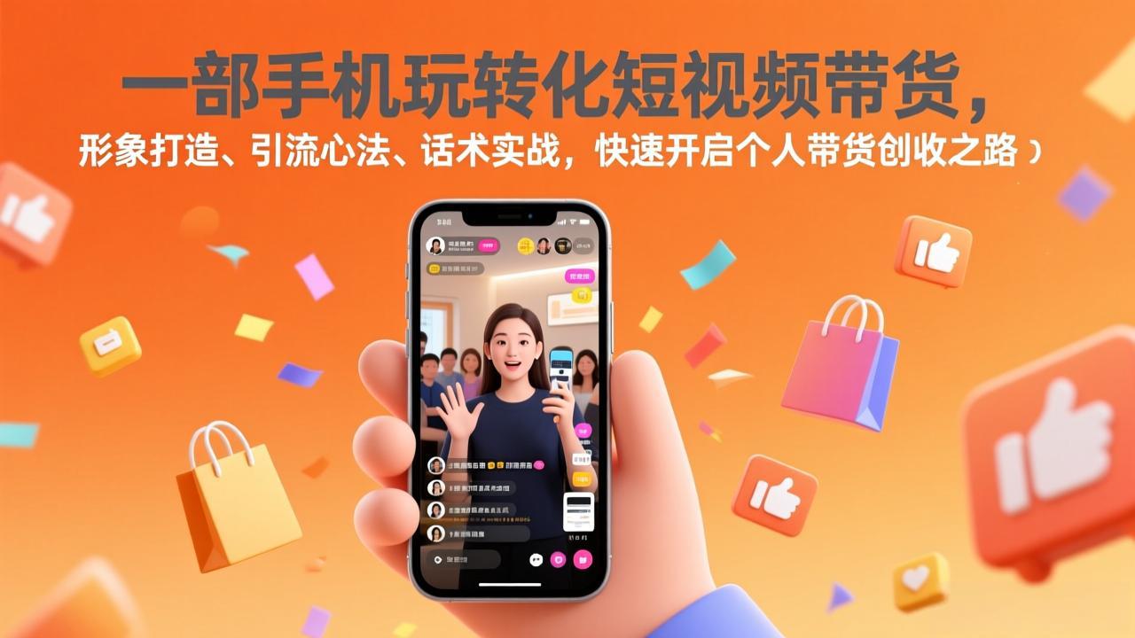 一部手机玩转化短视频带货，形象打造、引流心法、话术实战，快速开启个人带货创收之路-全网第一网赚项目资源库-中赚网 & 中创网 & 冒泡网 & 福缘网 - 小本轻创业与优质加盟项目首选平台