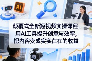 颠覆式全新短视频实操课程，用AI工具提升创意与效率，把内容变成实实在在的收益-全网第一网赚项目资源库-中赚网 & 中创网 & 冒泡网 & 福缘网 - 小本轻创业与优质加盟项目首选平台