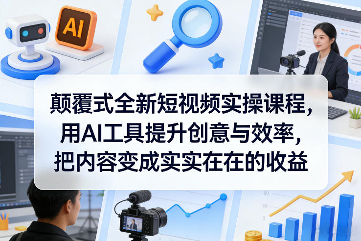 颠覆式全新短视频实操课程，用AI工具提升创意与效率，把内容变成实实在在的收益-全网第一网赚项目资源库-中赚网 & 中创网 & 冒泡网 & 福缘网 - 小本轻创业与优质加盟项目首选平台