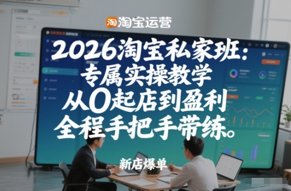 2026淘宝私家班：专属实操教学，从0起店到盈利，全程手把手带练(更新26年2月)-全网第一网赚项目资源库-中赚网 & 中创网 & 冒泡网 & 福缘网 - 小本轻创业与优质加盟项目首选平台